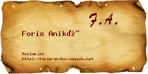 Foris Anikó névjegykártya